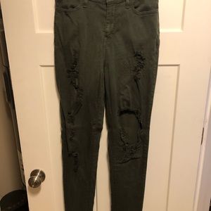 Fashion Nova Glistening Jeans in Olive